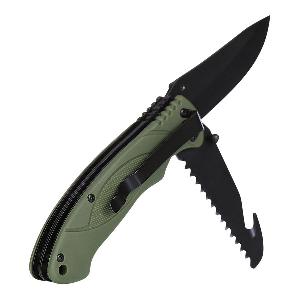 Briceag Bushcraft cu Lama Fierastrau, Kaki