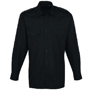 Camasa Pilot cu Epoleti, Maneca Lunga, Neagra