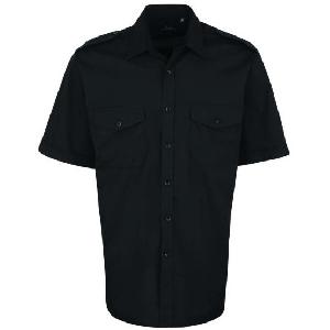 Camasa Pilot, cu Epoleti, Maneca Scurta, Neagra