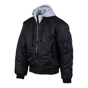 Jacheta Bomber cu Gluga MA-1, Neagra