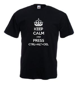 Tricou imprimat Keep Calm Ctrl+Alt+Del